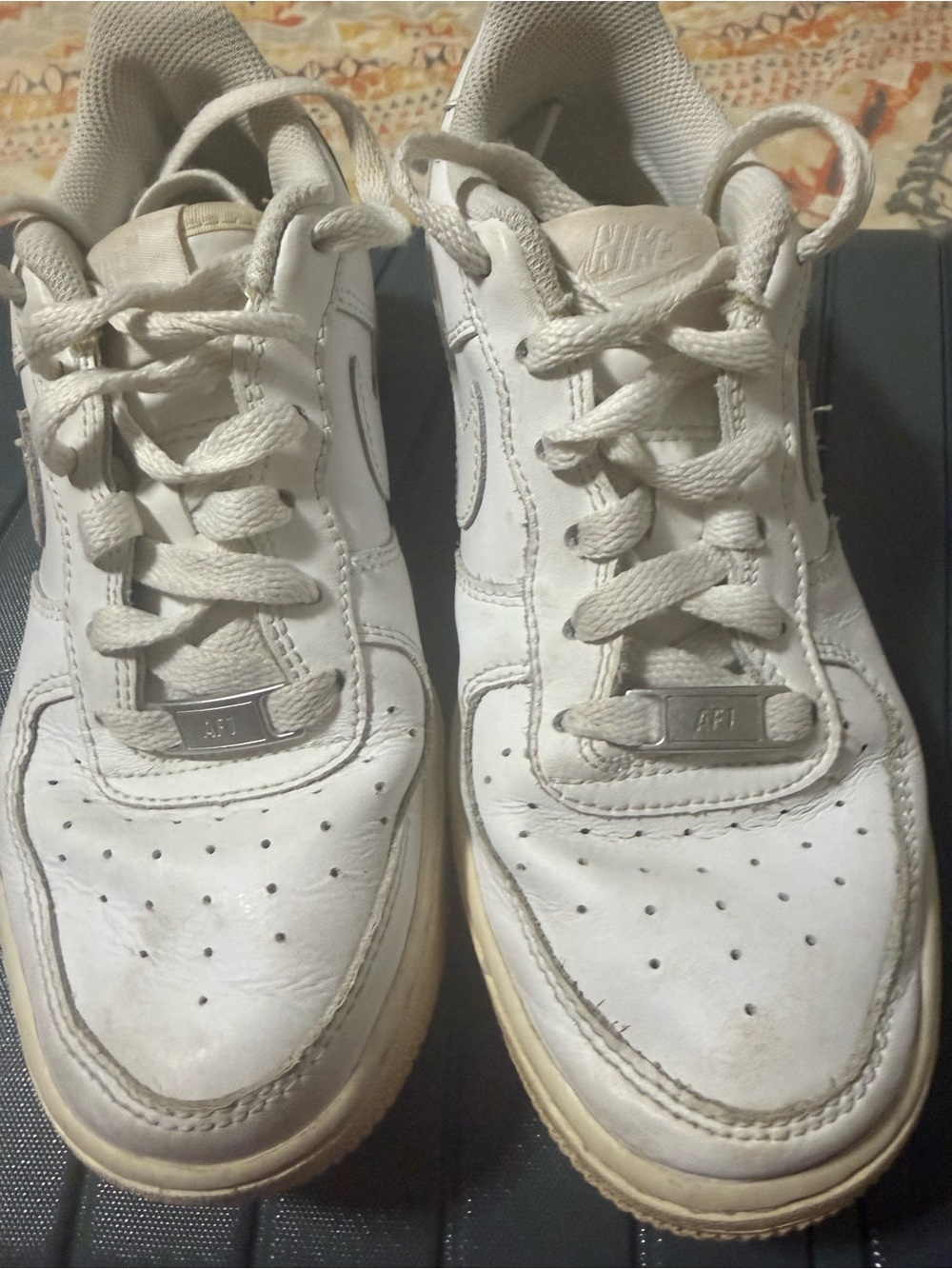 Nike Kids Nike Air Force One White Leather Sneakers with Off-White Soles